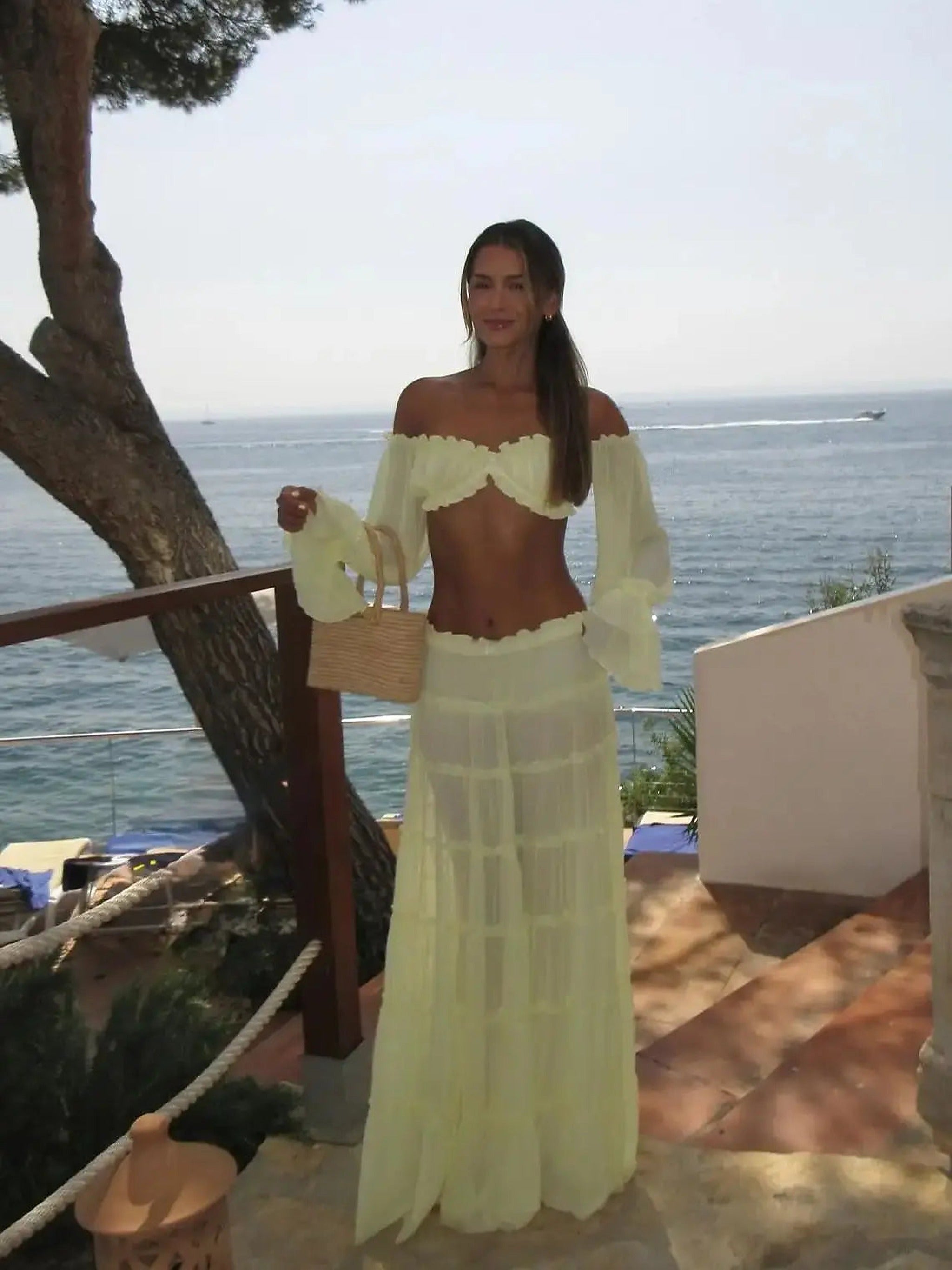 SORAVEA Tindra 3-delat off-shoulder bikiniset med maxikjol