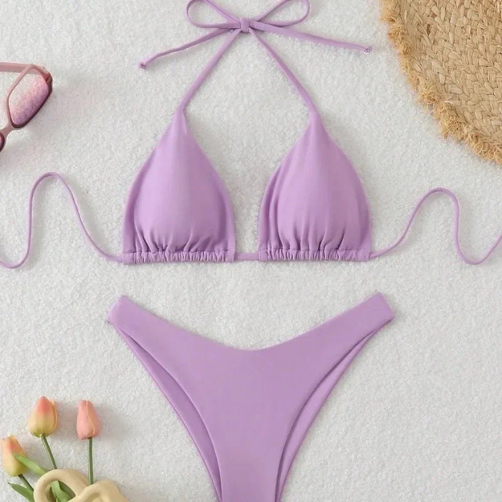 Lilac Cove halter bikini lavendel framifrån
