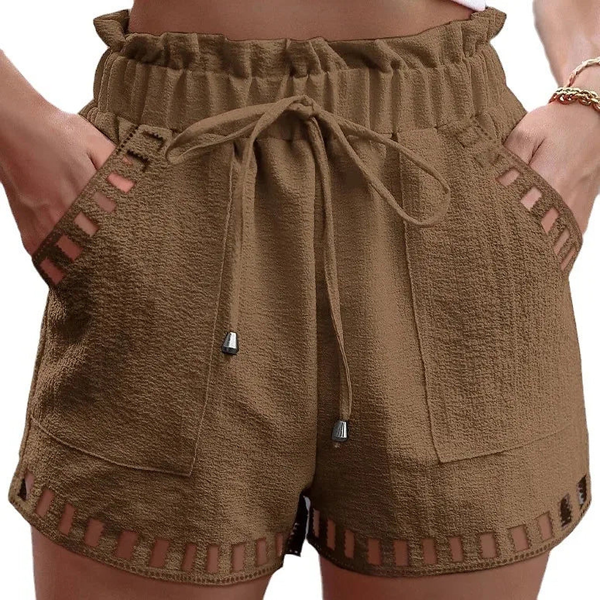 SORAVEA Britt linne shorts khaki sand