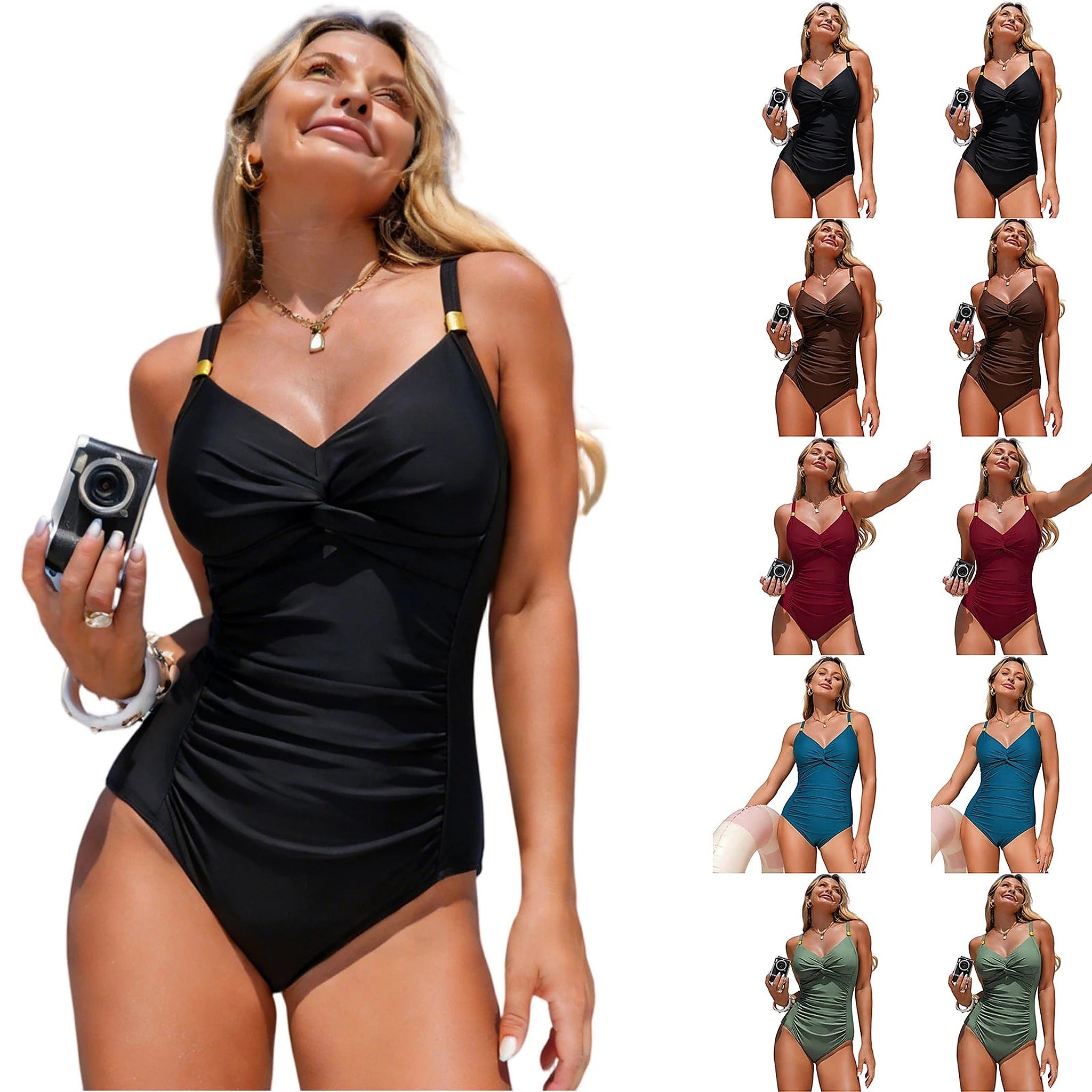 Dagny tummy control baddräkt detaljbild rynkning